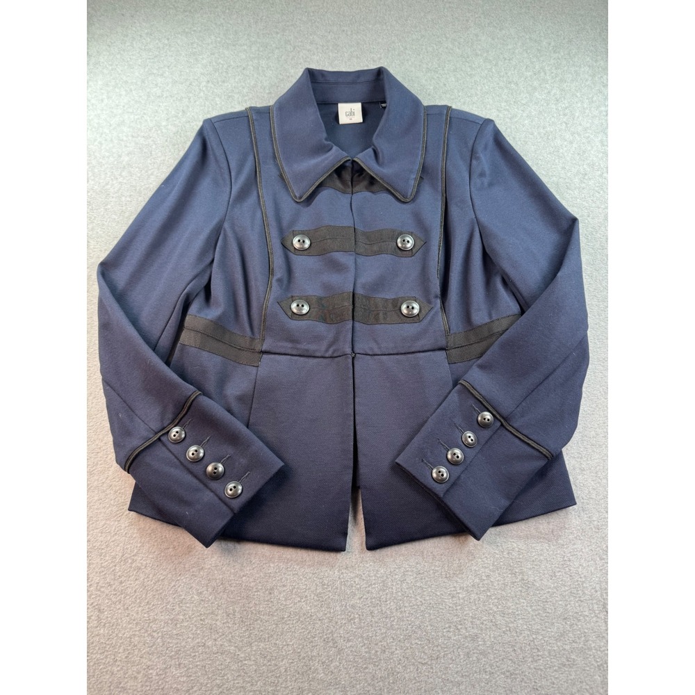 Cabi Navy Blue "In the Band" Military Blazer Jacket Button Cuff Women Size M